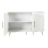 3 Door Large Storage Sideboard With Handles For Kitchen, Dining Room And Living Room, Accent Buffet Cabinet, Coffee Bar Sideboard Cabinet With 3 Doors - White / Gold - Image 9