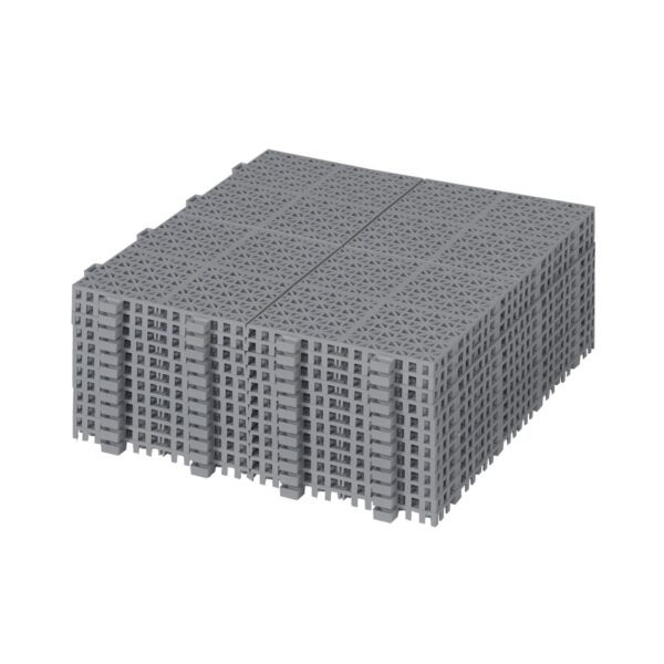 Interlocking Deck Tiles Plastic Waterproof Outdoor All Weather Anti-Slip Bathroom Shower Balcony Porch Strong Weight Capacity Upto 6613 Lbs, Rosette Pattern Pack Of 12 - Gray