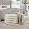 Fuji - Upholstered Oval Storage Bench - Ivory White - Image 12