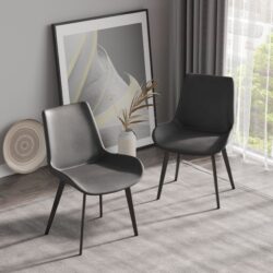 Modern Dining Chair Living Room Metal Leg Dining Chair (Set of 4) - Black / Gray