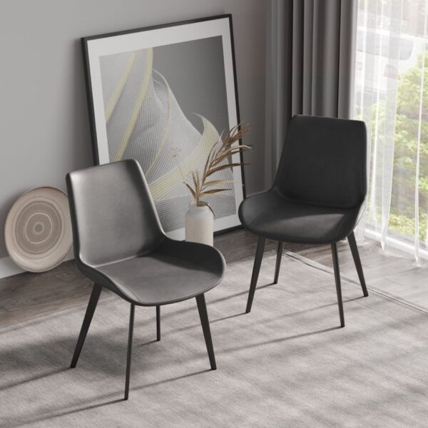 Modern Dining Chair Living Room Metal Leg Dining Chair (Set of 4) - Black / Gray
