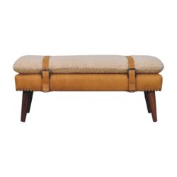 Boucle Leather Bench - Tan