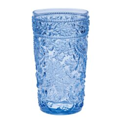 Paisley - Style Acrylic Hi Ball Glasses (Set of 4), 17Oz, Bpa Free, Shatterproof - Blue