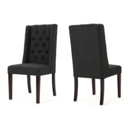 Contemporary Dining Chair (Set of 2) With Tufted Design - Charcoal