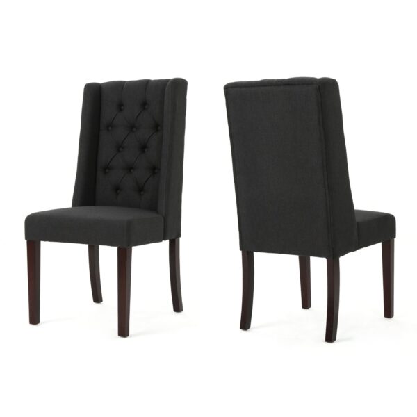Contemporary Dining Chair (Set of 2) With Tufted Design - Charcoal