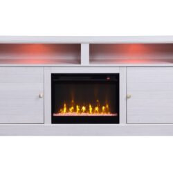 Lucifer - TV Stand Console With Fireplace - White Walnut