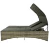 Patio Daybed Outdoor Daybed Sun Lounger With Shelter Roof With Adjustable Backrest, Storage Box And 2 Cup Holders For Patio, Balcony, Poolside - Gray - Image 17