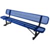 8' Outdoor Steel Bench With Backrest - Blue - Image 4