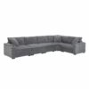 Convertible L Shaped Sectional Corner Couch With Armrest Storage Cup Holders USB Charger, Irregular Corner Oversized Comfy Modular Sofa - Gray - Image 4