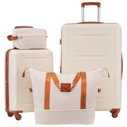 2 Piece Luggage Set With Bags Expanable Spinner Wheels ABS Lightweight Suitcase With Tsa Lock 20" / 28" - Khaki / Brown