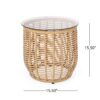 Arias - Boho Side Table With Tempered Glass Top - Light Brown - Image 3