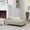 Modern Durable Elevated Dog Sofa Bed With Irregular Armrest Design Comfortable Foam Pet Sofa - Beige - Image 10