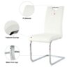 Modern Dining Chairs With Faux Leather Padded Seat And Chrome Metal Legs For Kitchen, Living, Bedroom, Dining Room - White / Silver - Image 13
