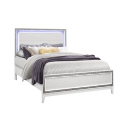 Almera - 5 Piece King Bedroom Set With LED Lighting And Glitter Details - White