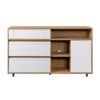 Contemporary Detailed Door Sideboard With Open Storage - Coastal Oak / Solid White - Image 2