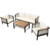 4 Pieces Outdoor Sectional Sofa Set 5 Person Patio Seating Group Outdoor Conversation Set With Cushions And A Coffee Table For Patios, Gardens, Or Balcony - Beige - Image 17