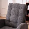 Accent Rocking Chair With Footrest High Back Rubber Wood Rocking Legs Bedroom Living Space - Gray - Image 3