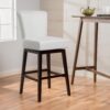 Quicksilvered - Upholstered Swivel Counter Stool With Wood Legs - Beige - Image 8
