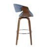Curvini - Mid-Century Modern Barstool (Set of 2) - Walnut / Blue - Image 3