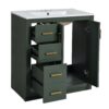 Bathroom Vanity With Ceramic Sink Combo, Frame Bathroom Storage Cabinet, Freestanding Vanity Set With 3 Drawers & Soft Closing Doors - Green - Image 12