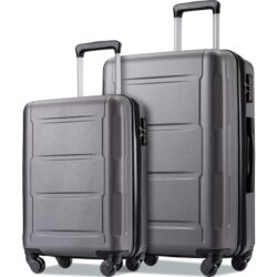 Expanable Spinner Wheel 2 Piece Luggage Set ABS Lightweight Suitcase With Tsa Lock 20" / 24" - Dark Gray