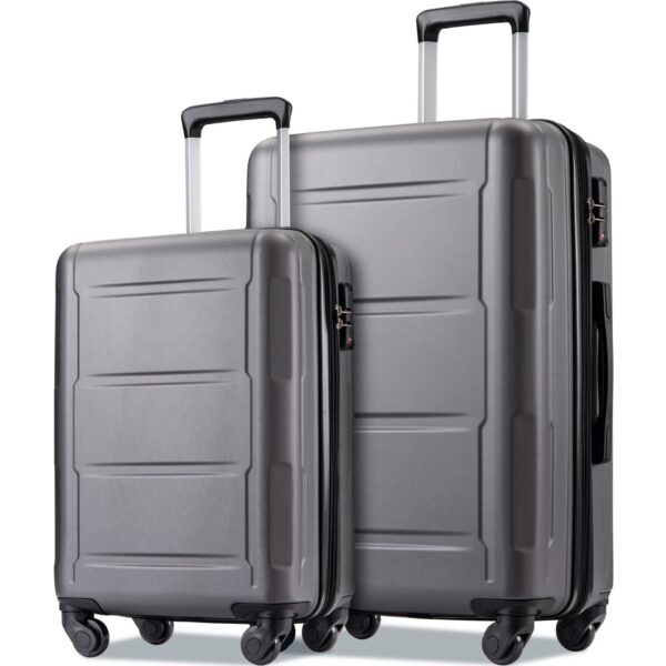 Expanable Spinner Wheel 2 Piece Luggage Set ABS Lightweight Suitcase With Tsa Lock 20" / 24" - Dark Gray