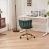 Office Desk Chair, Upholstered Home Office Desk Chairs With Adjustable Swivel Wheels, Ergonomic Office Chair For Living Room, Bedroom, Office, Vanity Study - Emerald - Image 12