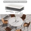 53.15" Modern Man-Made Stone Round Metal Dining Table-Position For 6 People - White / Black - Image 6