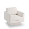 360° Modern Swivel Accent Chairs Round Armchair, Thick Padded Lounge Sofa Upholstered Comfy (Set of 2) - Cream - Image 3