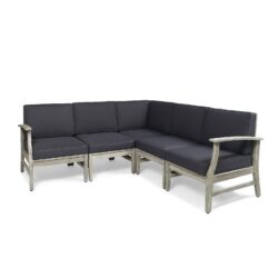 Perla - 5 Pieces Sofa Set - Dark Gray