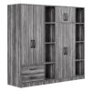 6 Door Wardrobe With Shelves And Drawers - Gray - Image 3