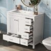Bathroom Vanity With Ceramic Sink Combo, Abundant Storage Cabinet -2 Soft-Close Doors And 5 Drawers - White - Image 6