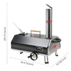 Semi-Automatic 12 Outdoor Pizza Oven Portable Wood Fired Pizza Oven Outdoor Cooking Pizza Maker Portable Pizza Oven For Authentic Stone Baked Pizzas - Black