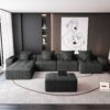 Modern Oversized Modular Sectional Sofa, Sparkling Chenille Fabric Soft Cushion Sofa With 8 Pillows, 8 Pieces Diy Combination Tufted Sofa, No Assembly Required - Black - Image 13