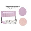 Velvet Upholstered Bed Frame With Adjustable Features, Teenage Girl's Favorite Collection - Pink - Image 7