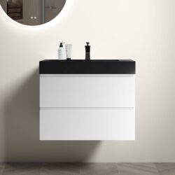 Alice - 30" Bathroom Vanity With Sink, Large Storage Wall Mounted Floating Bathroom Vanity For Modern Bathroom, One-Piece Black Sink Basin Without Drain And Faucet - White / Black