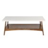 Mid - Century Modern Coffee Table Lower Shelf - Off White / Pecan - Image 7