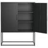 Heavy Duty Metal Buffet Sideboard Modern Steel Storage Cabinet With 2 Shelves, Free Standing Accent Cabinet With Magnetic Doors For Bedroom, Kitchen, And Home Office, Anti-Tip Design - Black - Image 15
