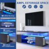 TV Stand LED Gaming Entertainment Center Media Storage Console Table With Large Side Cabinet For Living Room - Black - Image 4