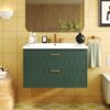 Wall Mounted Bathroom Vanity With Resin Sink, Floating Bathroom Storage Cabinet With 2 Drawers, Bathroom Cabinet - Green - Image 3