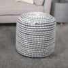 River - Handcrafted Water Resistant Cylindrical Pouf - White - Image 3