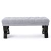 Hilton - Ottoman Bench With Classic Button Tufting - Light Gray - Image 6
