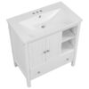 Bathroom Vanity With Sink, Bathroom Storage Cabinet With Doors And Drawers, Solid Wood Frame, Ceramic Sink - White - Image 24