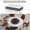 59.05" Modern Artificial Stone Round Carbon Steel Base Dining Table, Can Accommodate 6 People, Black Artificial Stone Turntable - White / Black - Image 7