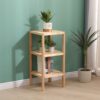 3 Tier Birch Bathroom Shelf, Narrow Shelving Unit, Multifunctional Storage Rack, Corner Rack, For Kitchen, Living Room, Bedroom, Entryway, Bathroom - Natural Wood - Image 4