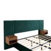Upholstered King Size Bed Frame Of Velvet Tufted Headboard With Floating Nightstand LED / USB Built-In - Dark Green - Image 22