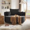 360 Degree Swivel Accent Barrel Chair With Removable Pillows - Black - Image 8