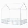 Full Size Metal House Bed With Fence And Door - White - Image 9