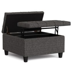 Harrison - Small Square Coffee Table Storage Ottoman - Ebony