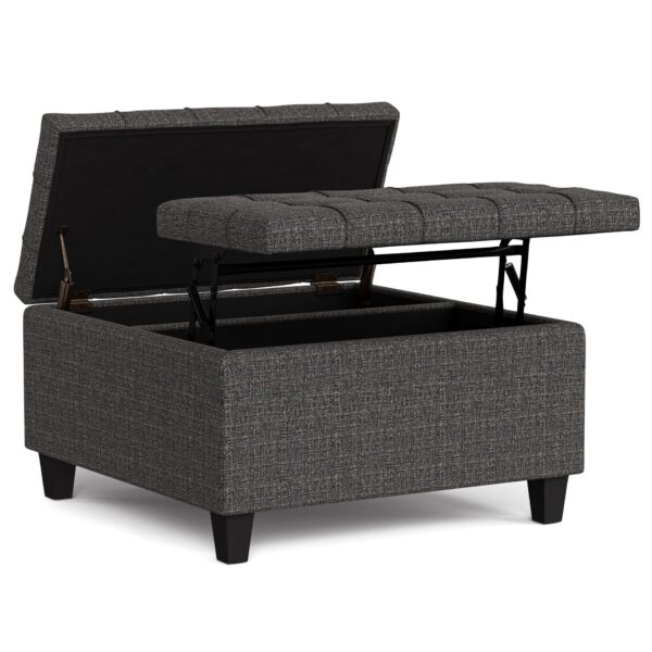Harrison - Small Square Coffee Table Storage Ottoman - Ebony
